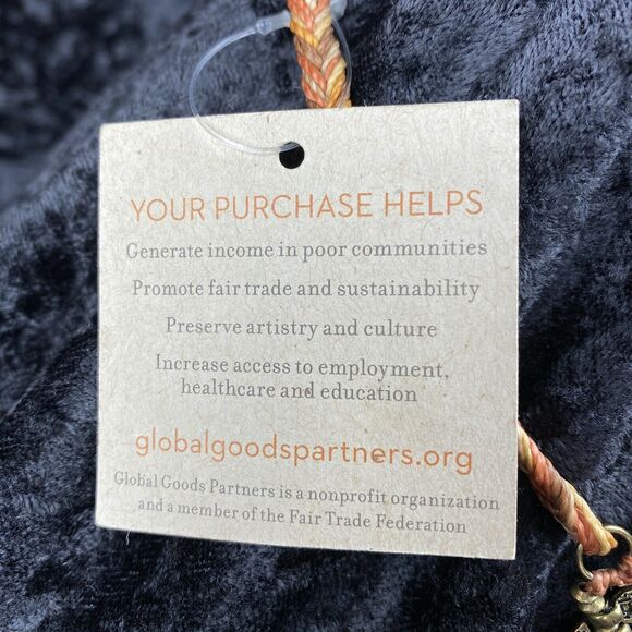 Global Goods Partners Handmade Stamped Brass Bead Bib Necklace Braided Strap - Picture 4 of 8